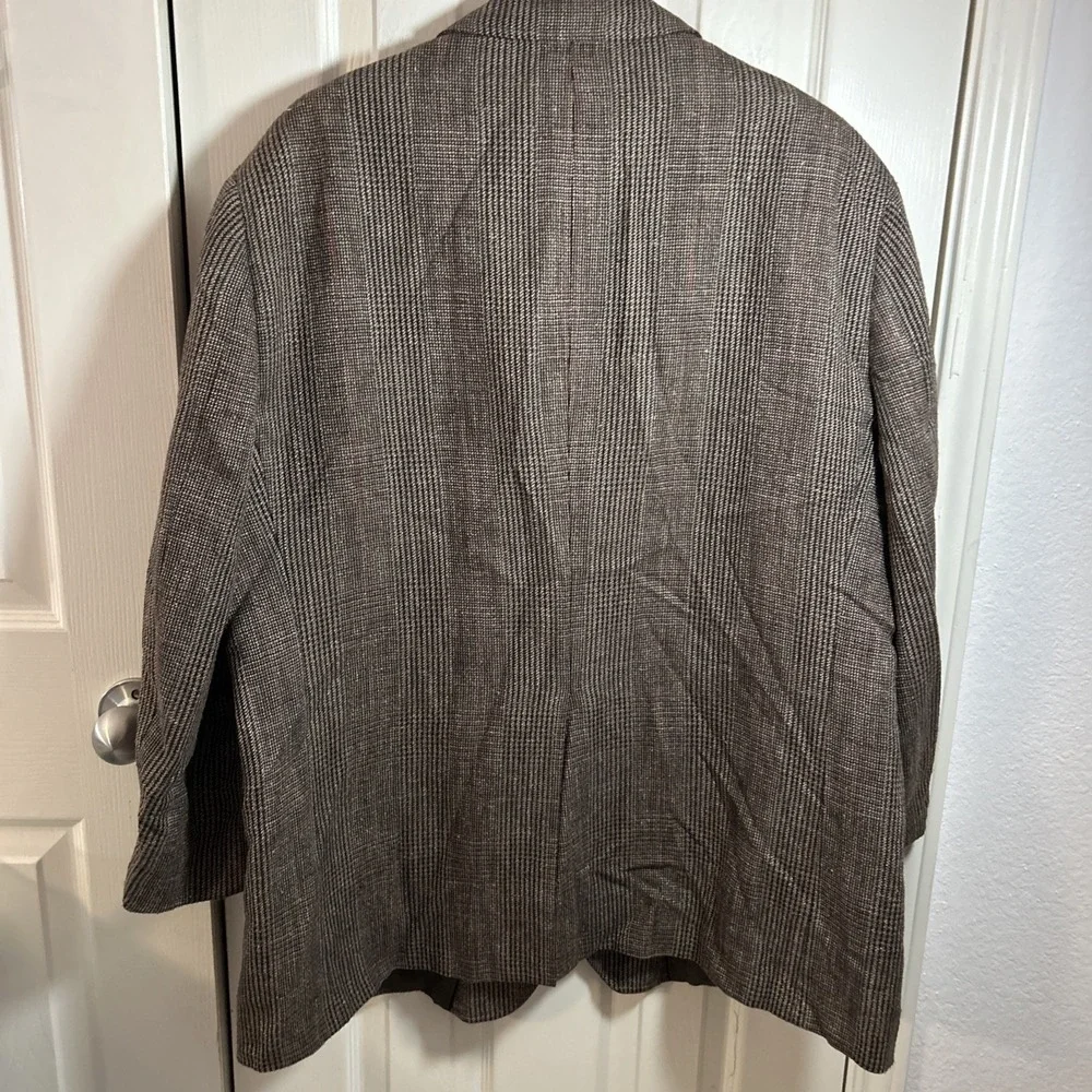 Hart Schaffner Marx Men's 100% Wool 2-Button Blazer Brown/Blue‎ Plaid • USA